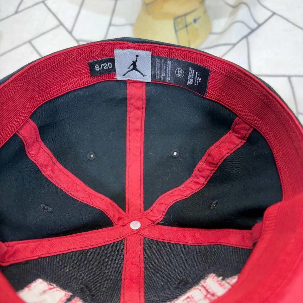 Jordan Brand Fitted Hat Youth 8/20 Black Red Jumpman Embroidered Cap